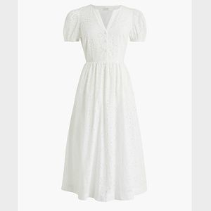J.Crew Eyelet puff-sleeve white dress